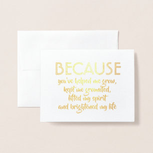 Because You Brightened My Life Bridesmaid Proposal Foil Card
