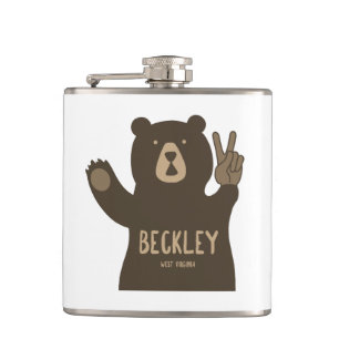 Beckley West Virginia Peace Bear Hip Flask