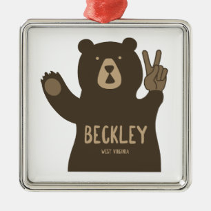 Beckley West Virginia Peace Bear Metal Ornament