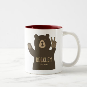 Beckley West Virginia Peace Bear Two-Tone Coffee Mug