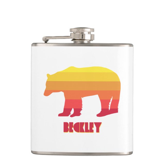 Beckley West Virginia Rainbow Bear Hip Flask (Front)
