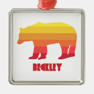 Beckley West Virginia Rainbow Bear Metal Ornament