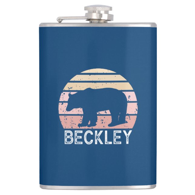 Beckley West Virginia Retro Bear Hip Flask (Front)
