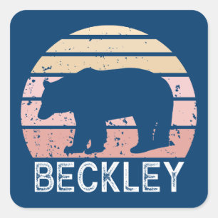 Beckley West Virginia Retro Bear Square Sticker
