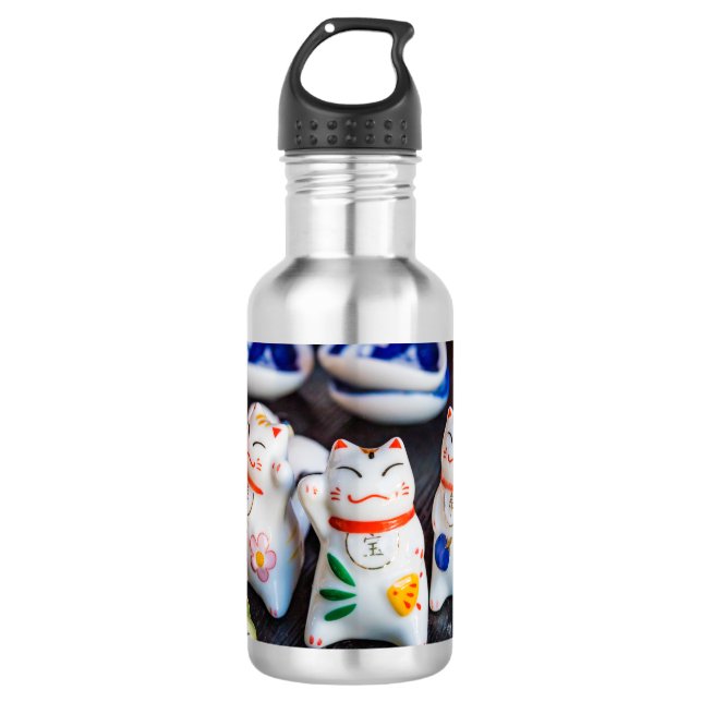 Beckoning cat figurines 532 ml water bottle (Front)