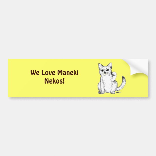 Beckoning Kitty Cat Maneki Neko Bumper Sticker (Front)