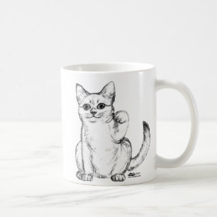 Beckoning Kitty Cat Maneki Neko Coffee Mug