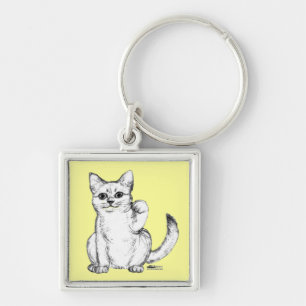 Beckoning Kitty Cat Maneki Neko Key Ring