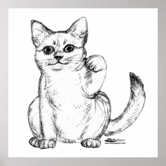 Beckoning Kitty Cat Maneki Neko Poster (Front)