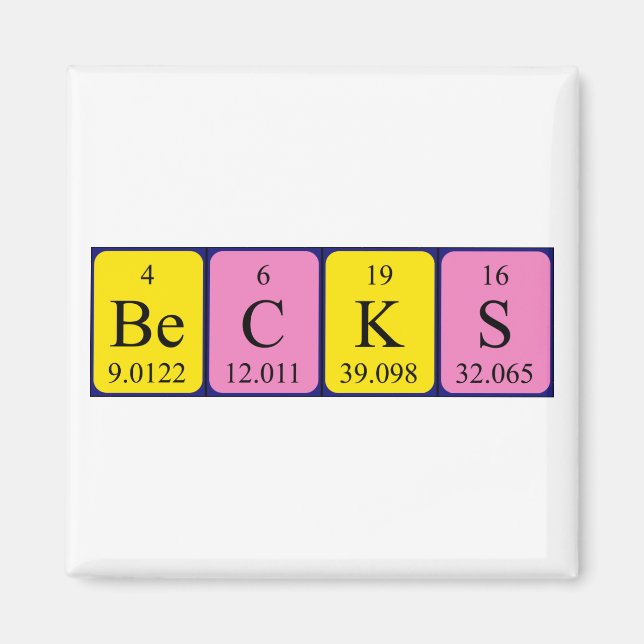 Becks periodic table name magnet (Front)