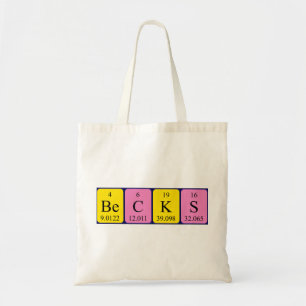 Becks periodic table name tote bag