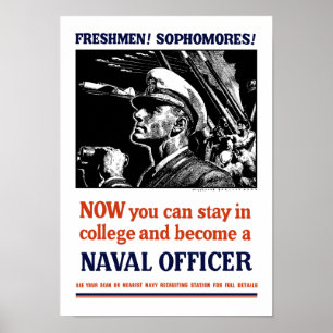 Become A Naval Officer - WW2 Recruiting Poster