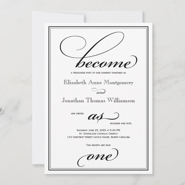 Become as One Christian Wedding Invitation (Front)
