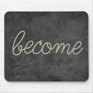 BECOME Rope Text on Black Leather Mouse Pad
