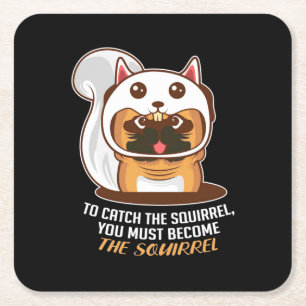 Become The Squirrel Dog Square Paper Coaster