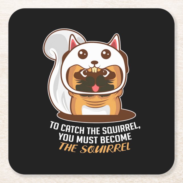 Become The Squirrel Dog Square Paper Coaster (Front)