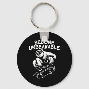 Become Unbearable Funny Skateboarding Bear Meme Key Ring