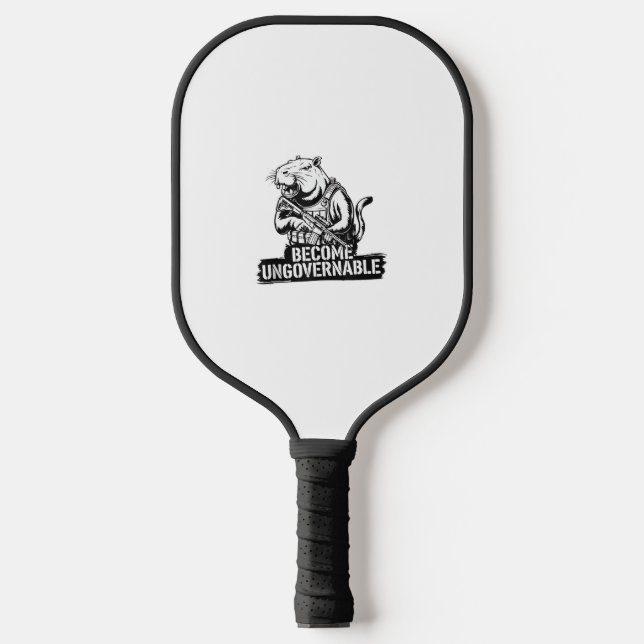 Become Ungovernable Baby Moo Deng Funny Saying Tan Pickleball Paddle (Front)
