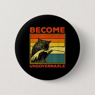 Become Ungovernable - Black Cat Biting Hand Funny 6 Cm Round Badge