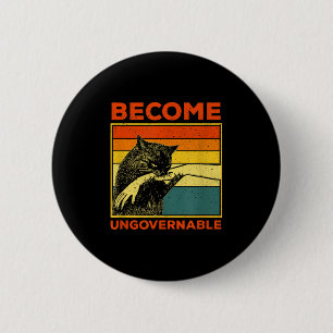 Become Ungovernable - Black Cat Biting Hand Funny 6 Cm Round Badge
