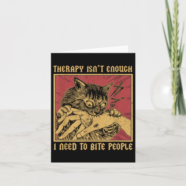 Become Ungovernable - Black Cat Biting Hand Funny  Card (Front)