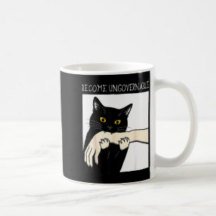 Become Ungovernable - Black Cat Biting Hand Funny  Coffee Mug