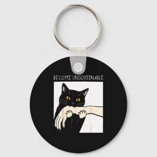 Become Ungovernable - Black Cat Biting Hand Funny Key Ring