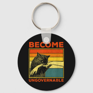 Become Ungovernable - Black Cat Biting Hand Funny  Key Ring