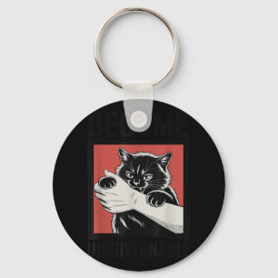 Become Ungovernable - Black Cat Biting Hand Funny  Key Ring