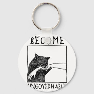 Become Ungovernable - Black Cat Biting Hand Funny  Key Ring