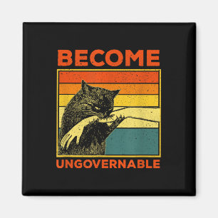 Become Ungovernable - Black Cat Biting Hand Funny Magnet