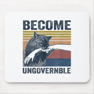Become Ungovernable - Black Cat Biting Hand Funny Mouse Pad