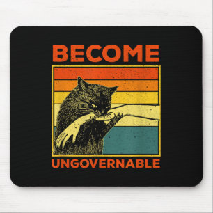 Become Ungovernable - Black Cat Biting Hand Funny Mouse Pad