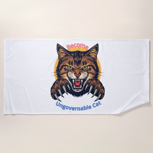 Become Ungovernable Cat Beach Towel (Front)