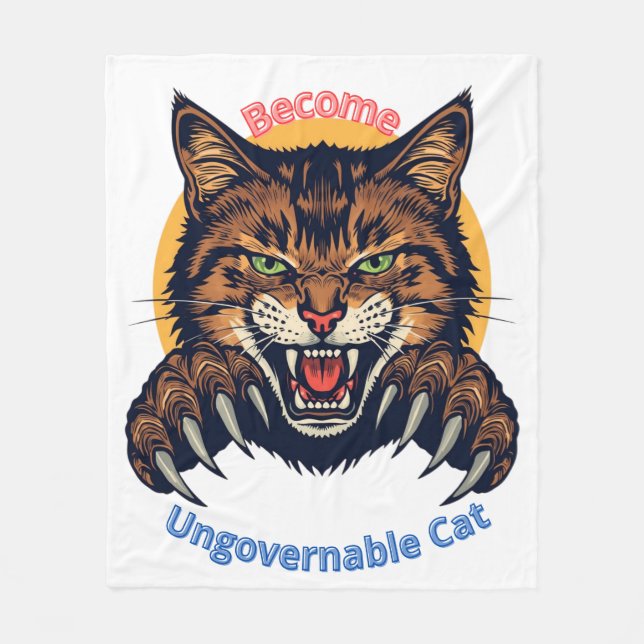 Become Ungovernable Cat Fleece Blanket (Front)