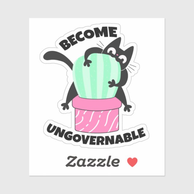 Become Ungovernable Cat Sticker – Cute Black Cat C (Sheet)
