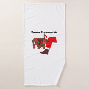 Become Ungovernable Funny Moo Deng Christmas Moo D Bath Towel