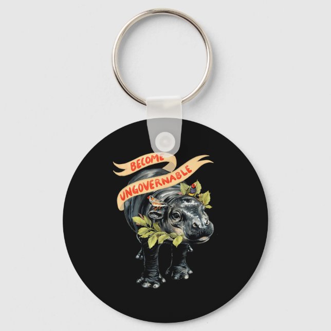 Become Ungovernable Funny Moo-deng  Key Ring (Front)