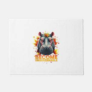 Become Ungovernable Retro Baby Hippo Moo Deng Autu Doormat