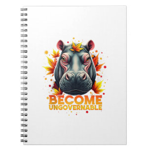 Become Ungovernable Retro Baby Hippo Moo Deng Autu Notebook