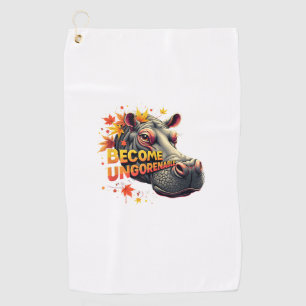 Become Ungovernable Retro Baby Hippo Moo Deng Funn Golf Towel