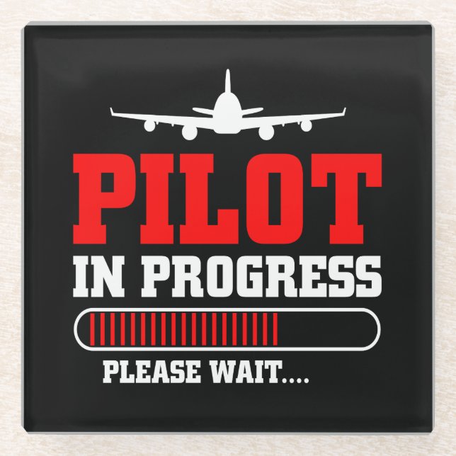 Becoming a Pilot | Aviation Training in Progress Glass Coaster (Front)