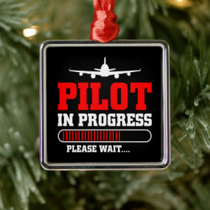 Becoming a Pilot Aviation Training in Progress Metal Ornament