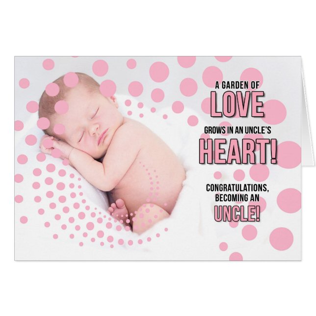 Becoming an Uncle Congratulations Pink Dots Niece (Front Horizontal)