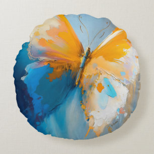 Becoming Light – Abstract Butterfly In Motion Round Cushion
