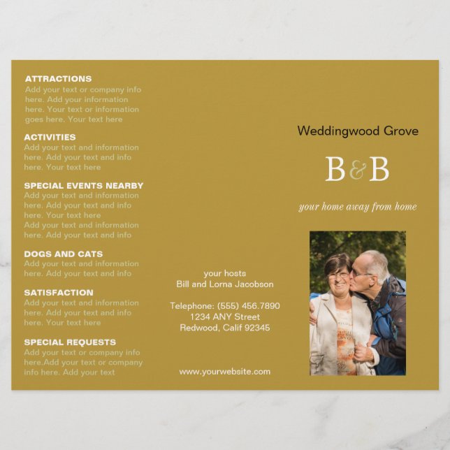 Bed & Breakfast Gold 🏡 Trifold Advertising (Front)