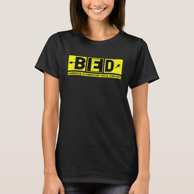 BED Laurence G Hanscom Field Airport Taxiway Sign  T-Shirt (Front)