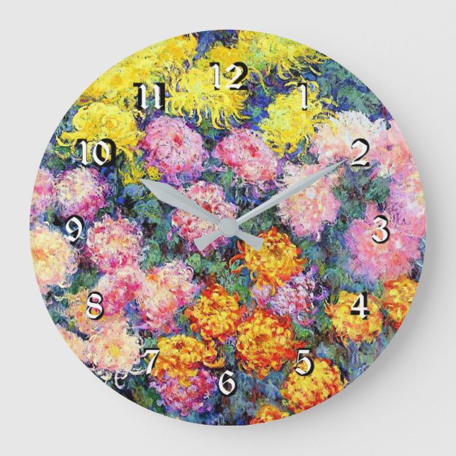 Bed of Chrysanthemums by Monet Large Clock (Front)