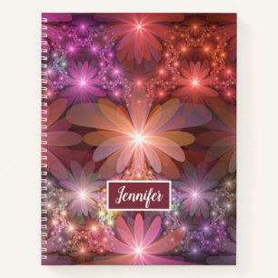 Bed Of Flowers Colourful Abstract Fractal Art Name Notebook