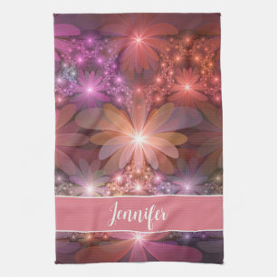 Bed Of Flowers Colourful Abstract Fractal Art Name Tea Towel